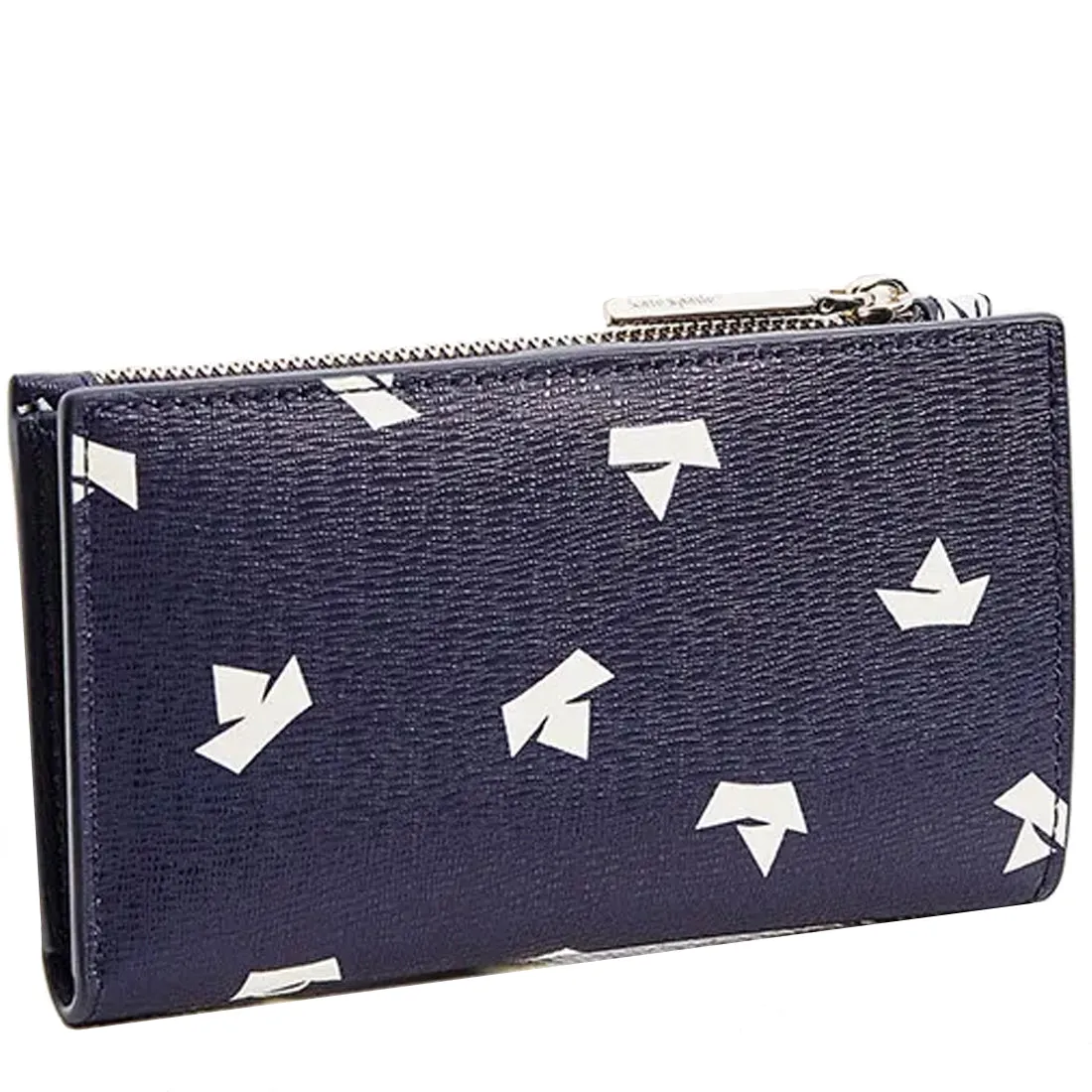 Kate Spade Spencer Paper Boats Small Slim Bifold Wallet in Squid Ink Multi