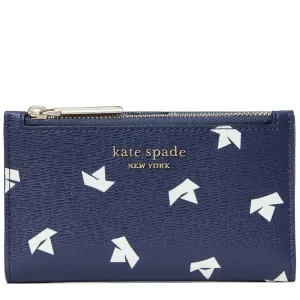 Kate Spade Spencer Paper Boats Small Slim Bifold Wallet in Squid Ink Multi