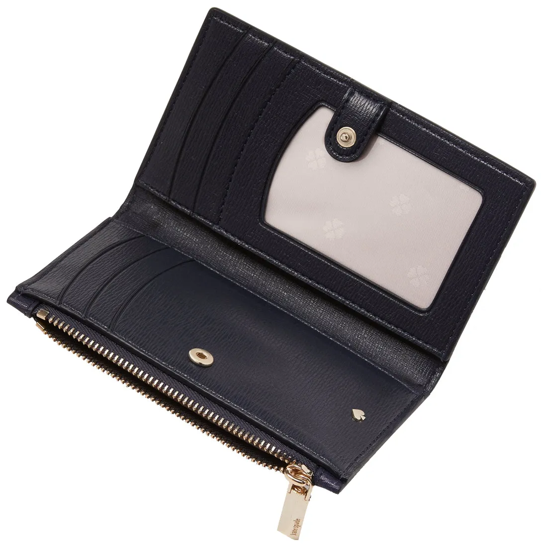 Kate Spade Spencer Paper Boats Small Slim Bifold Wallet in Squid Ink Multi