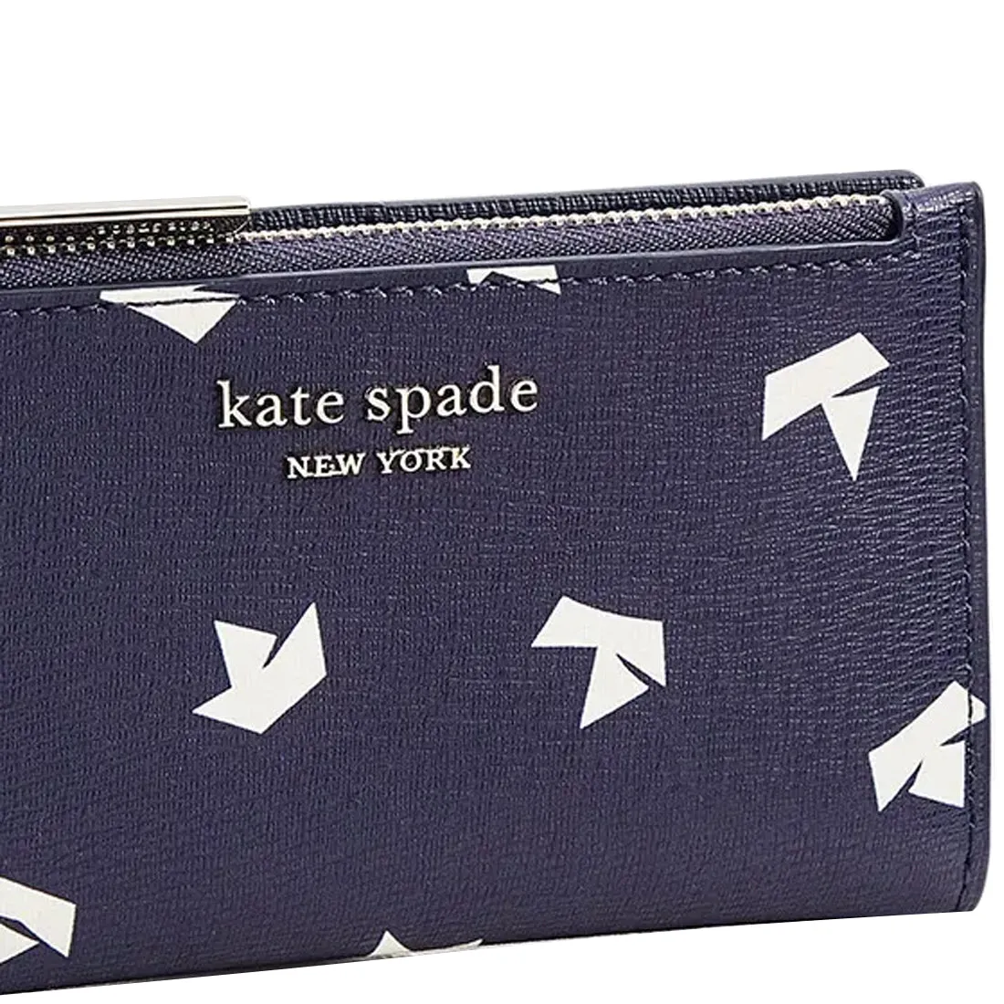 Kate Spade Spencer Paper Boats Small Slim Bifold Wallet in Squid Ink Multi