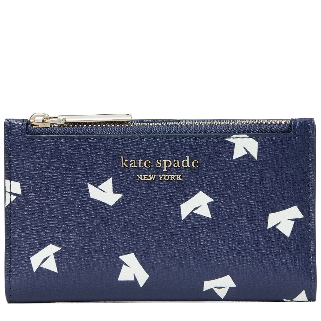 Kate Spade Spencer Paper Boats Small Slim Bifold Wallet in Squid Ink Multi