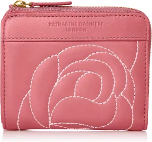 Katherine Hamnett London KHP632 Women's Bifold Zipper Coin Purse Rose Stitch