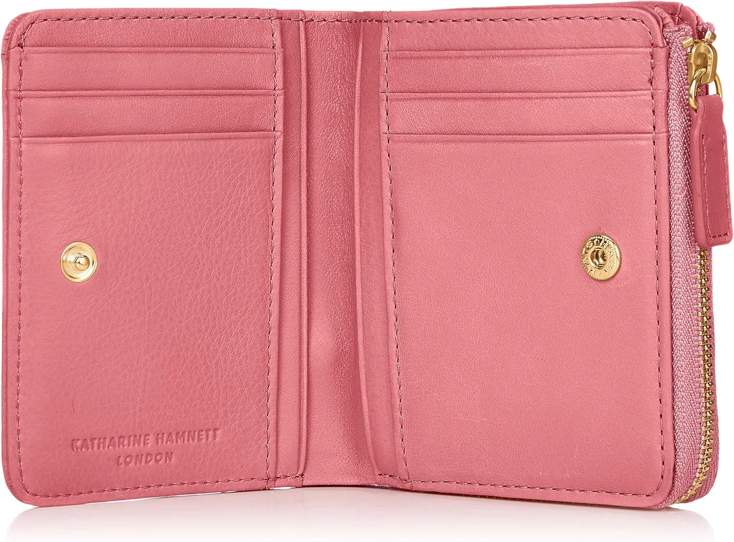Katherine Hamnett London KHP632 Women's Bifold Zipper Coin Purse Rose Stitch