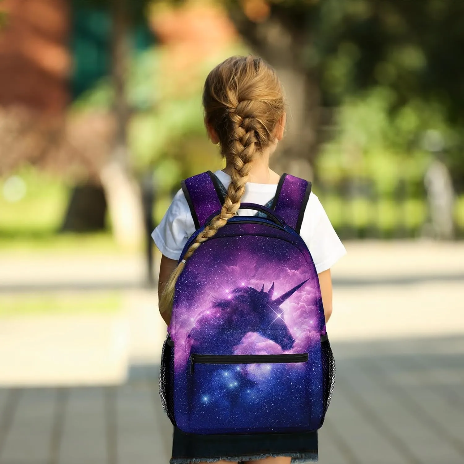Kids Backpack for Teens Girls Boys, Unicorn Galaxy Horse Pink Starry Kids Water Resistant Child Bookbag School Bag with Adjustable Padded Straps