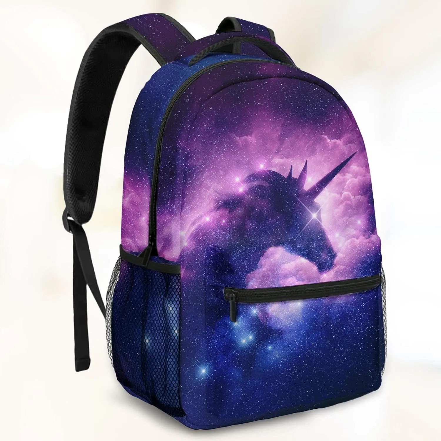 Kids Backpack for Teens Girls Boys, Unicorn Galaxy Horse Pink Starry Kids Water Resistant Child Bookbag School Bag with Adjustable Padded Straps
