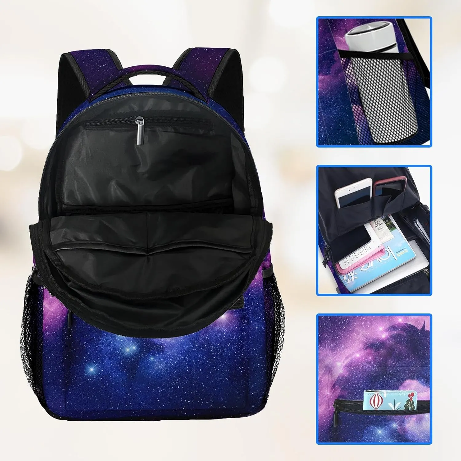 Kids Backpack for Teens Girls Boys, Unicorn Galaxy Horse Pink Starry Kids Water Resistant Child Bookbag School Bag with Adjustable Padded Straps