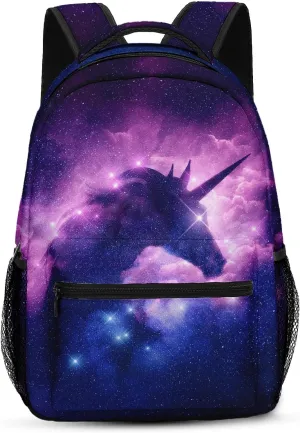 Kids Backpack for Teens Girls Boys, Unicorn Galaxy Horse Pink Starry Kids Water Resistant Child Bookbag School Bag with Adjustable Padded Straps