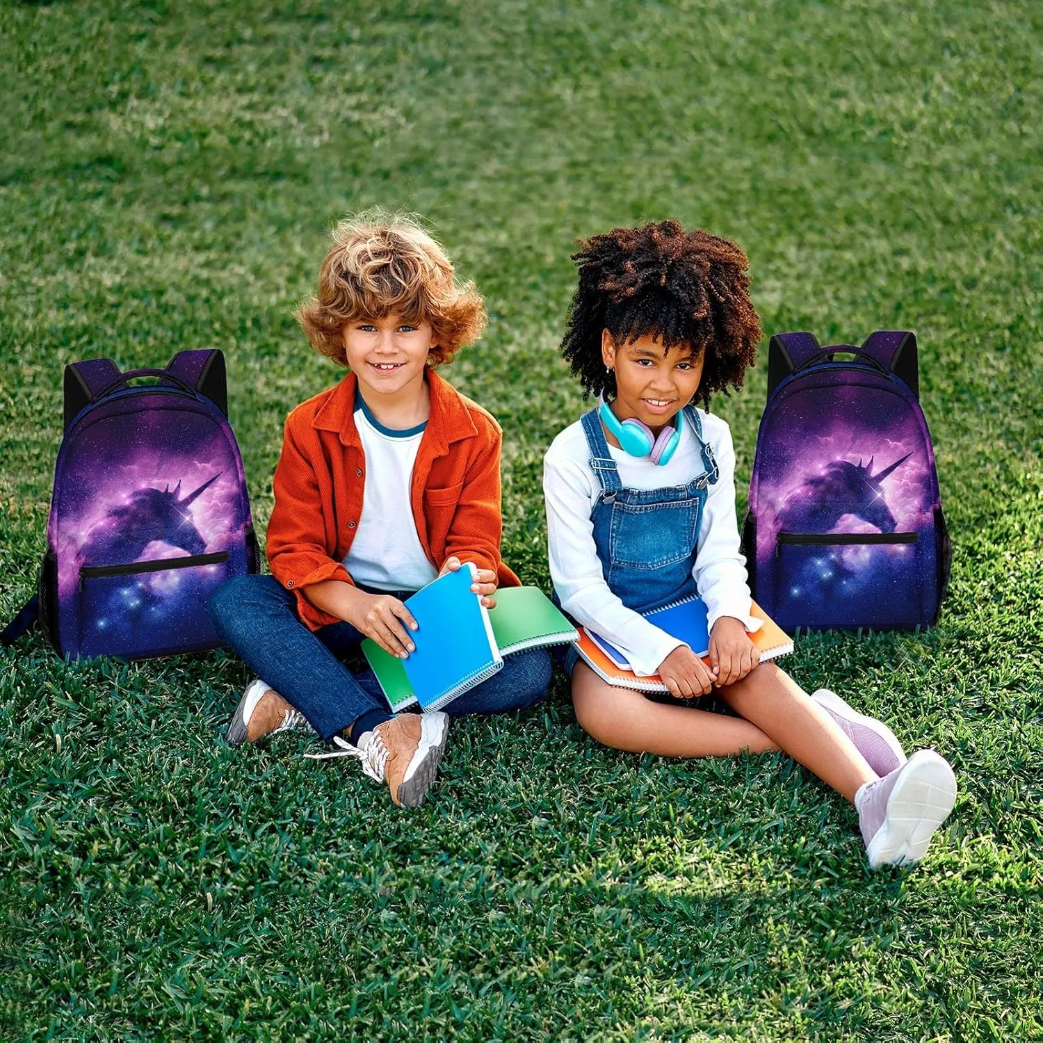 Kids Backpack for Teens Girls Boys, Unicorn Galaxy Horse Pink Starry Kids Water Resistant Child Bookbag School Bag with Adjustable Padded Straps
