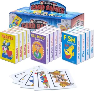 Kids Card Games Bulk – 12 Pack Classic Card Games for Kids Ages 4-9, Multi Pack Set Includes: Hearts, Go Fish, & Old Maid Playing Cards for Family Game Night, Party Favors & Classroom Prizes