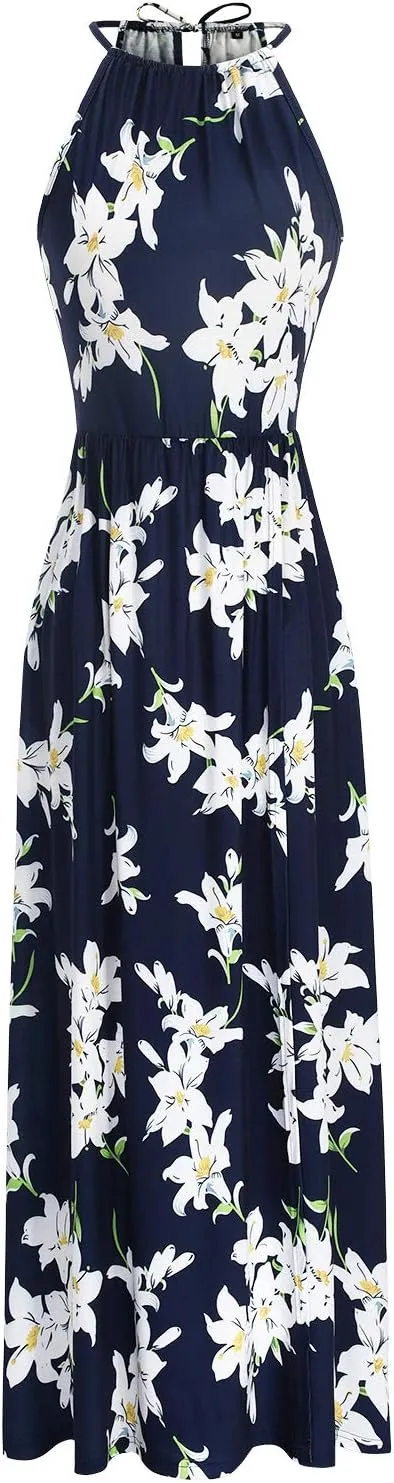 KILIG Women's Summer Maxi Dress 2025 Casual Sleeveless Split Floral Sundress Beach Vacation Flowy Long Dresses