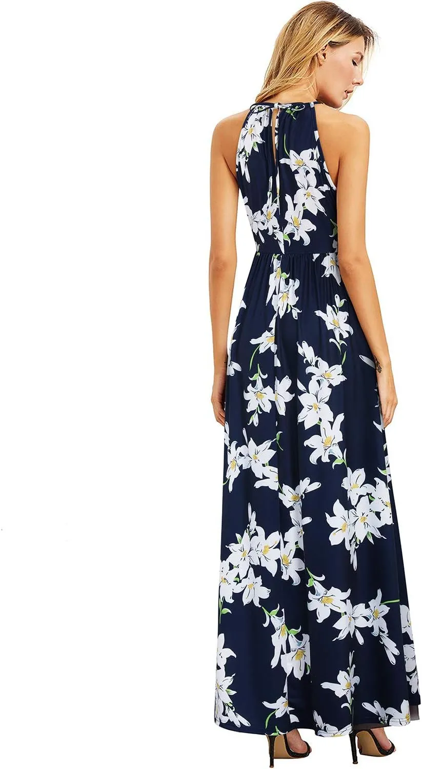 KILIG Women's Summer Maxi Dress 2025 Casual Sleeveless Split Floral Sundress Beach Vacation Flowy Long Dresses