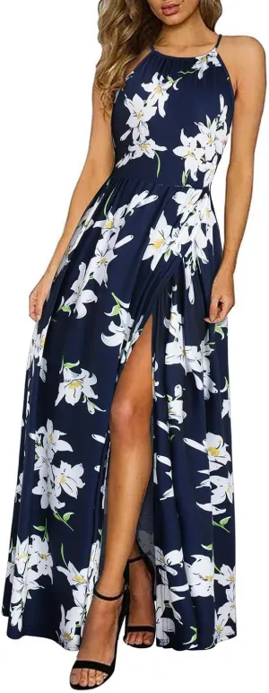 KILIG Women's Summer Maxi Dress 2025 Casual Sleeveless Split Floral Sundress Beach Vacation Flowy Long Dresses