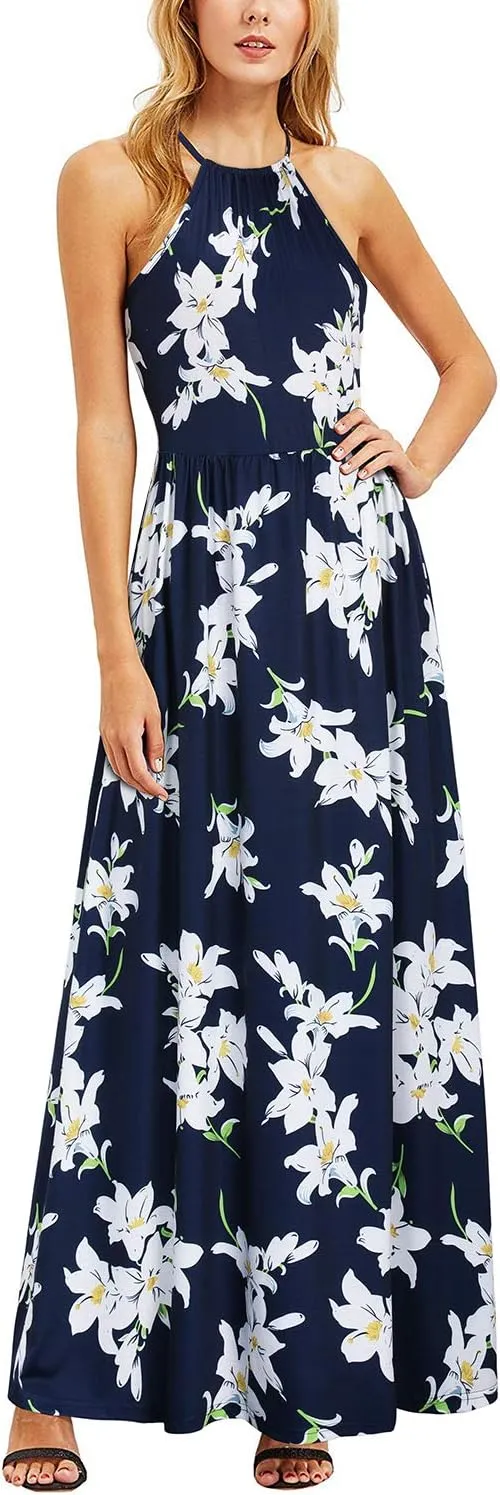 KILIG Women's Summer Maxi Dress 2025 Casual Sleeveless Split Floral Sundress Beach Vacation Flowy Long Dresses