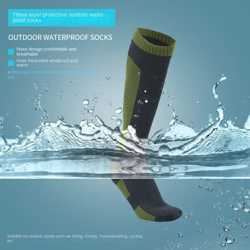 Knee High Waterproof Socks for Fishing, Hiking, Skiing & Outdoor Sports