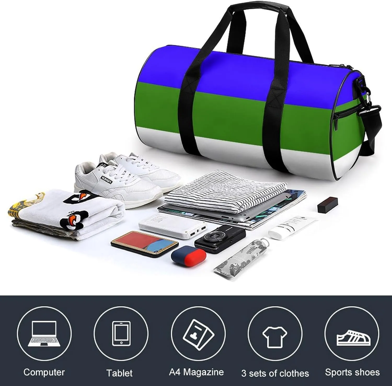 Komi Republic Flag Duffel Bag Dry Wet Separation for Boys Girls Travel Gym Overnight