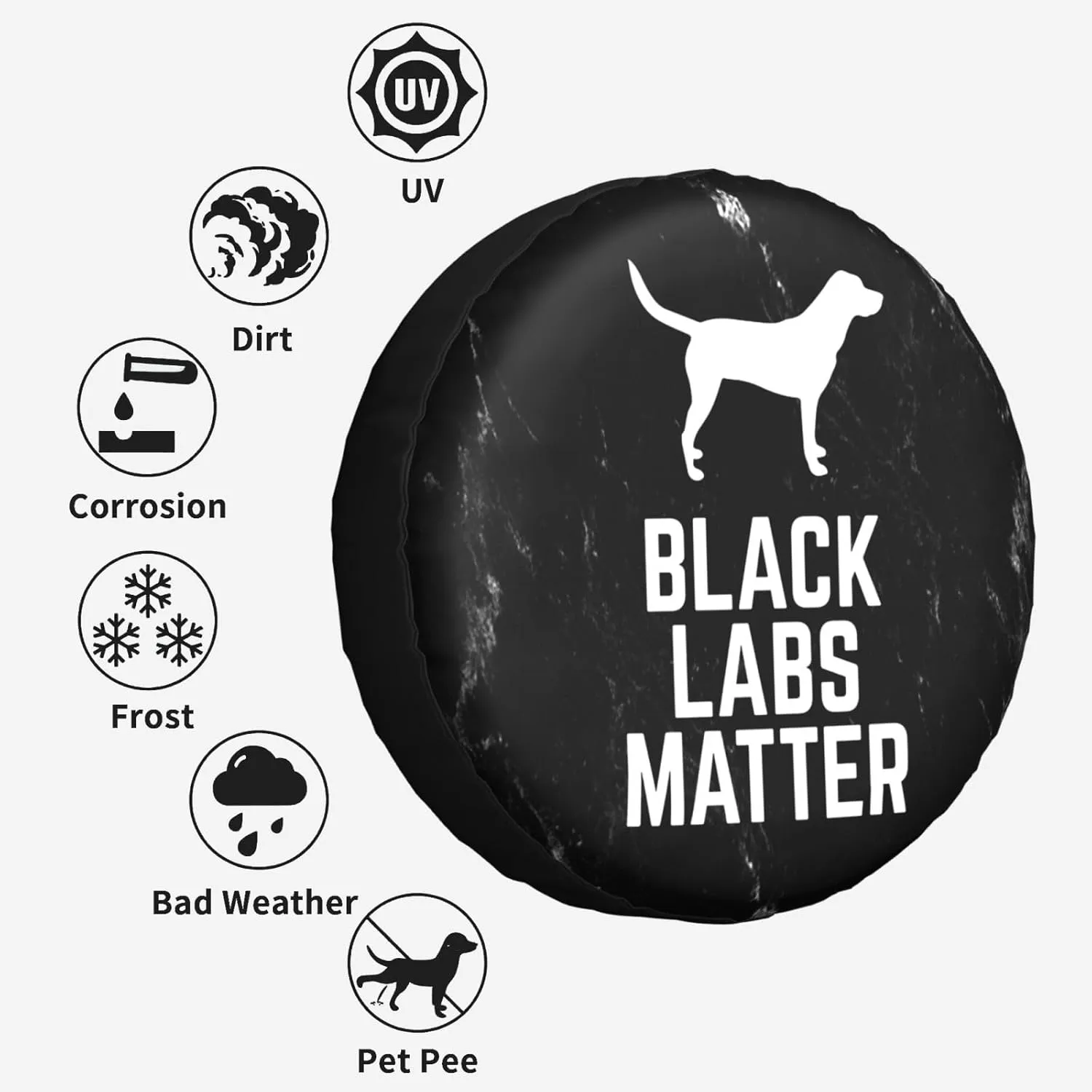 Labrador Black Labs Matter Tire Cover Weatherproof Tire Covers, for SUV Rv Trailer Travel 15 inch, White