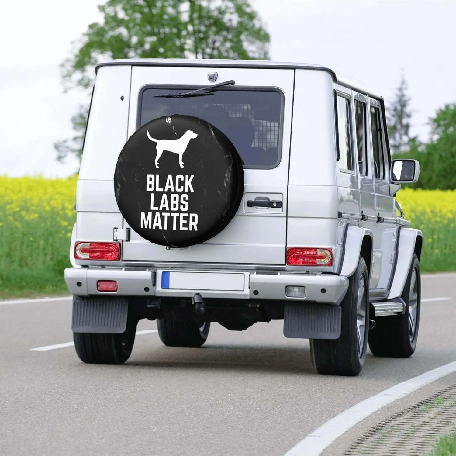 Labrador Black Labs Matter Tire Cover Weatherproof Tire Covers, for SUV Rv Trailer Travel 15 inch, White