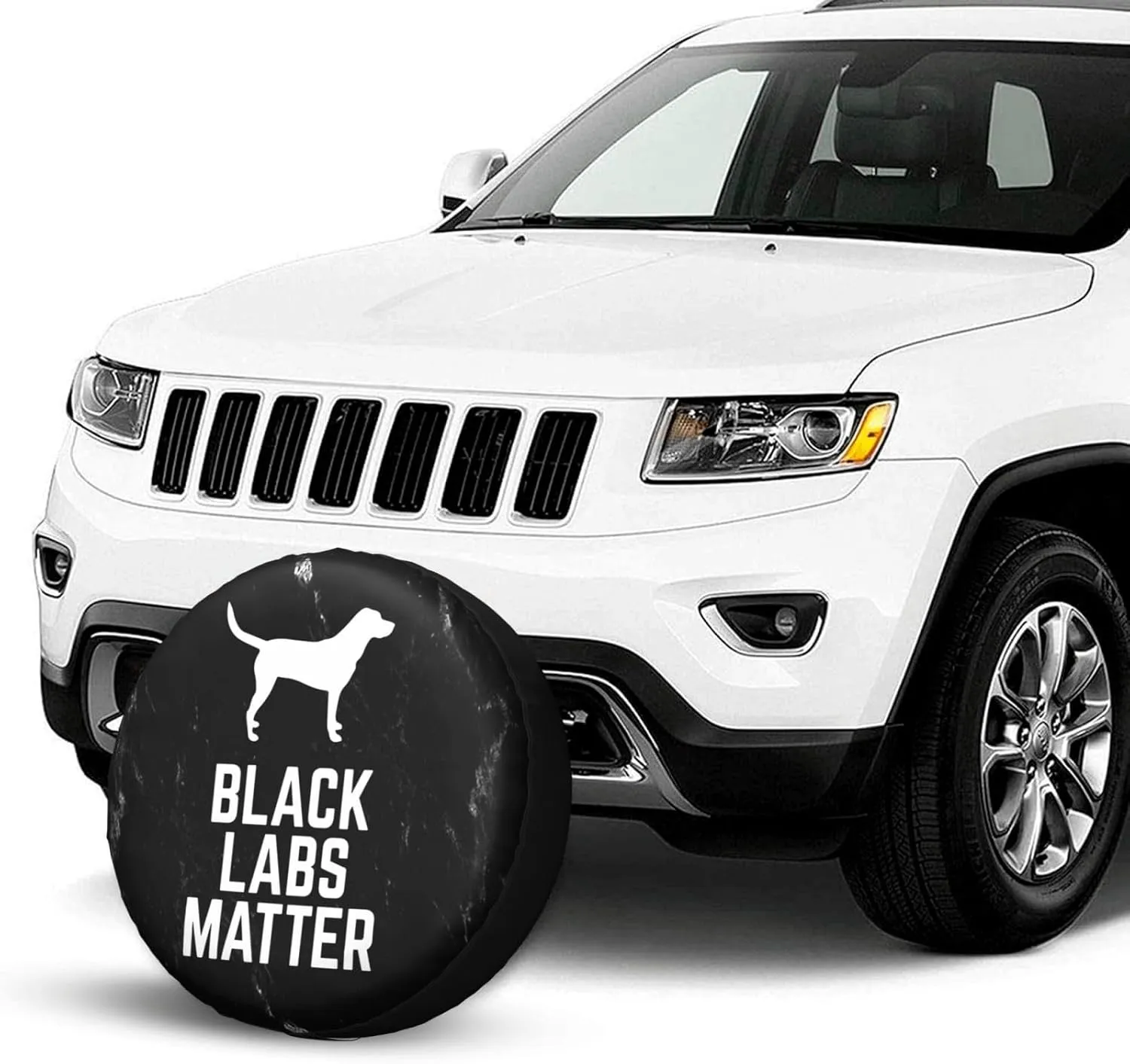 Labrador Black Labs Matter Tire Cover Weatherproof Tire Covers, for SUV Rv Trailer Travel 15 inch, White