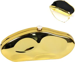 Ladies' Acrylic Handbag Ball Evening Dress Bag ball and evening dress bag, suitable for weddings, birthday parties, and dances, unique geometric shape, fashionable metal chain shoulder bag (golden)