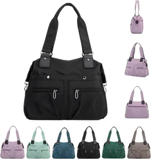 Langrents Nylon Tote Bag, Langrents Large Capacity Waterproof Multi Pocket Shoulder Bag, Womens Messenger Travel Bag