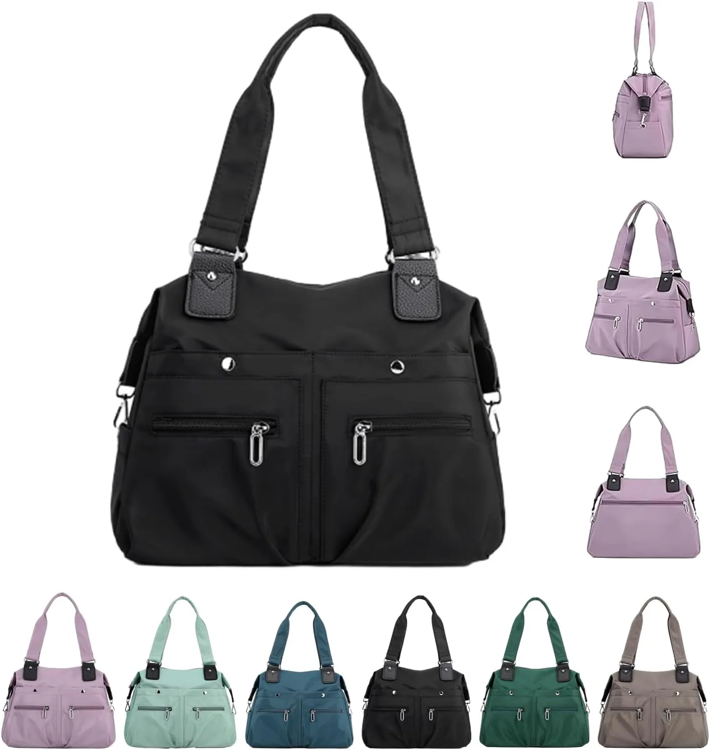 Langrents Nylon Tote Bag, Langrents Large Capacity Waterproof Multi Pocket Shoulder Bag, Womens Messenger Travel Bag