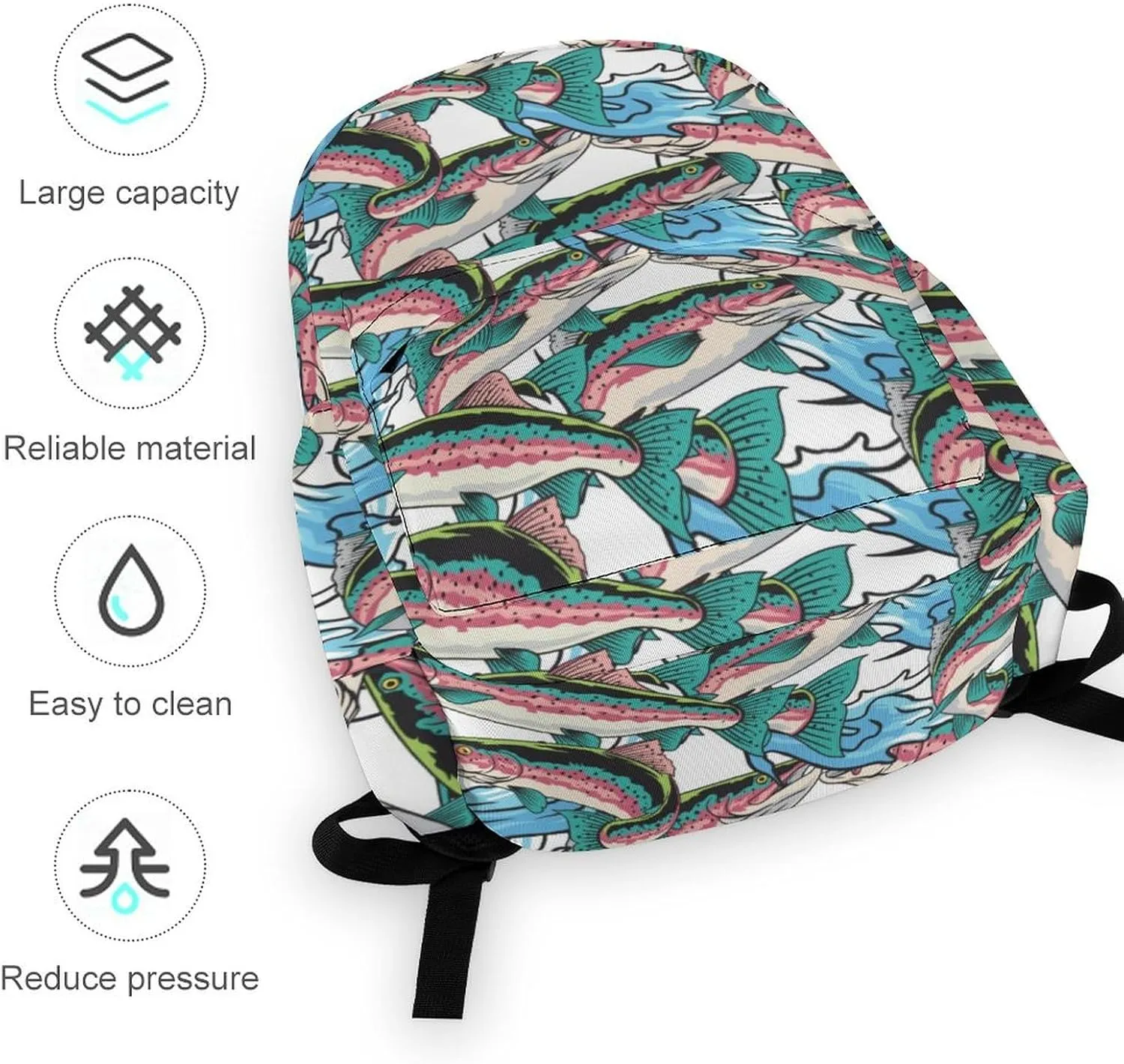 Laptop Backpack for Men Women Kawaii Trout Fish Travel Work Backpack with Compartment Large Capacity Summer Daypack Business Work Bag
