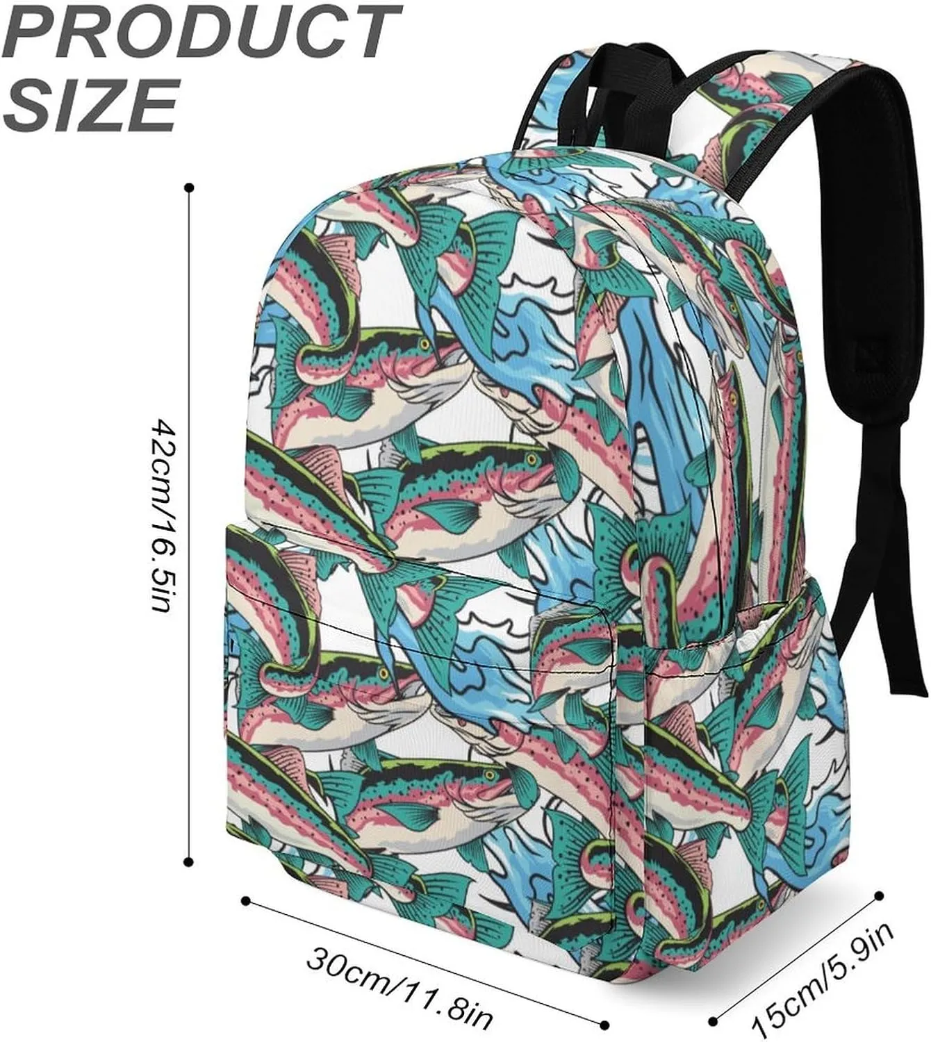 Laptop Backpack for Men Women Kawaii Trout Fish Travel Work Backpack with Compartment Large Capacity Summer Daypack Business Work Bag