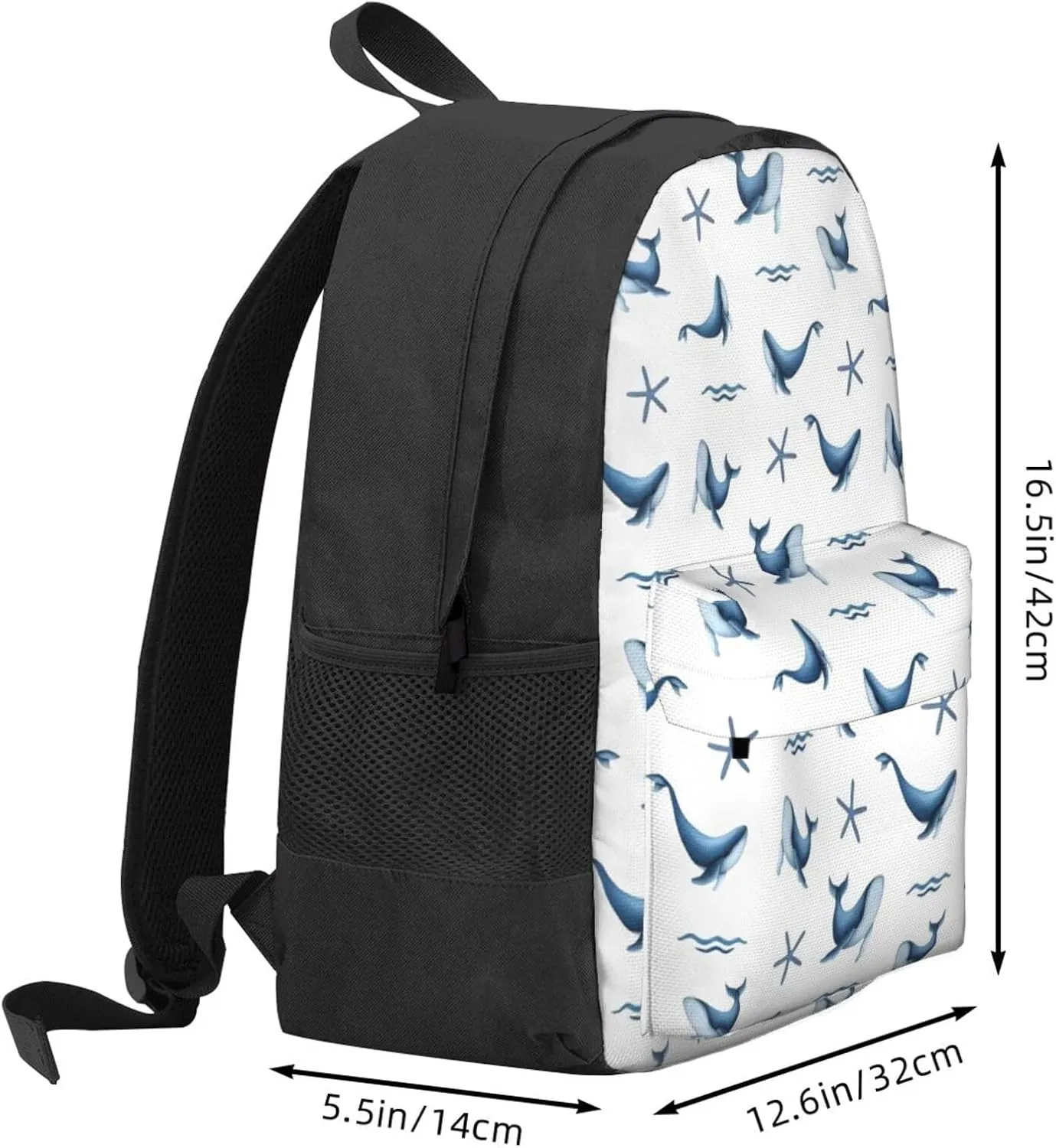 Large Capacity Leisure Travel Backpack Adjustable Strap Suitable Work Outdoor Sport for Woman Man Whale Starfish
