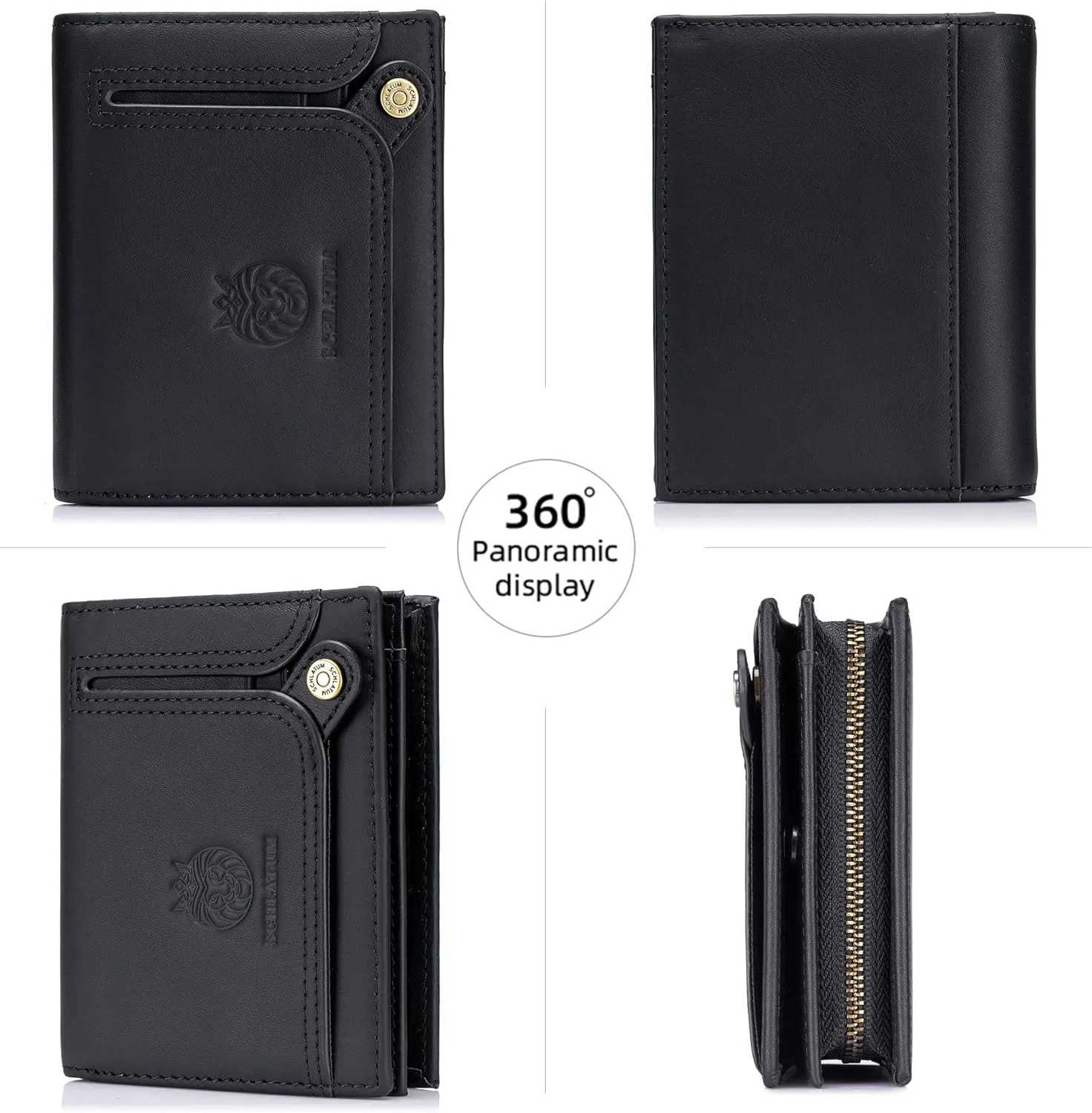 Large Capacity Wallets for Men Genuine Leather RFID Blocking Accordion Credit Card Wallet with 21 Card Slots, Black