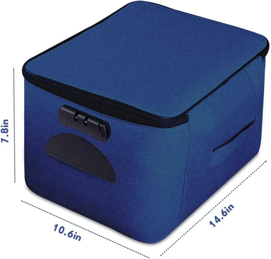Large File Organizer Bag with Lock(15"x11"x7.8"),Document Holder Bag with Removable Layers for Laptop,Files,Certificates,Cards,Money,Valuables,Oxford Storage Box for Travel Office Home (Royal Blue)