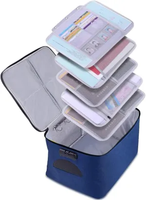 Large File Organizer Bag with Lock(15"x11"x7.8"),Document Holder Bag with Removable Layers for Laptop,Files,Certificates,Cards,Money,Valuables,Oxford Storage Box for Travel Office Home (Royal Blue)