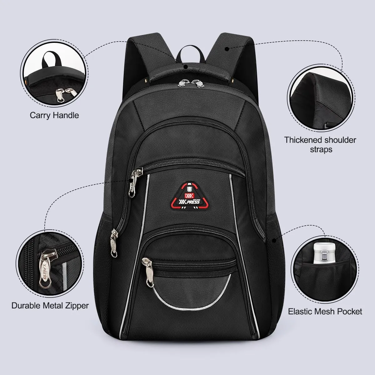 Large Travel Backpack,Carrt on Bussiness Backpack Waterproof Expandable Airplane Approved Weekender Bag for Man Women Black