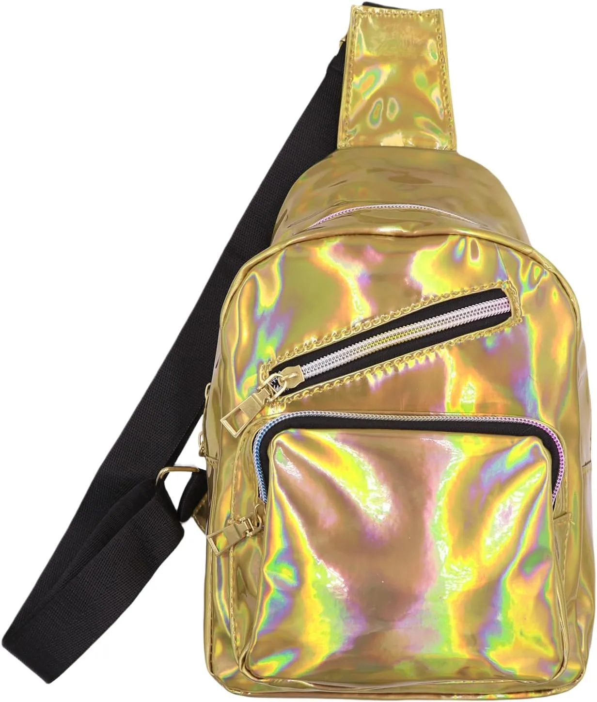 Laser Chest Bag for Women Men Holographic Sling Bag Unisex Colorful Sport Daypack Leather Shiny Crossbody Bag Shoulder Bag