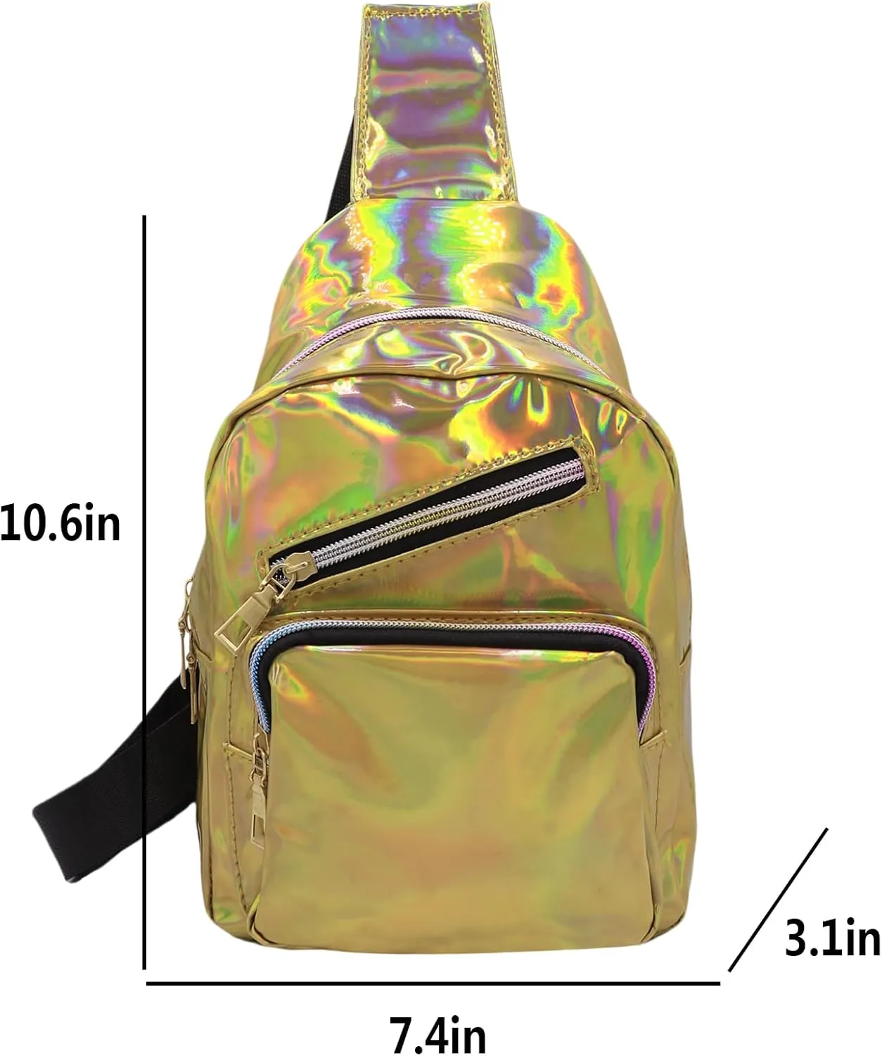 Laser Chest Bag for Women Men Holographic Sling Bag Unisex Colorful Sport Daypack Leather Shiny Crossbody Bag Shoulder Bag
