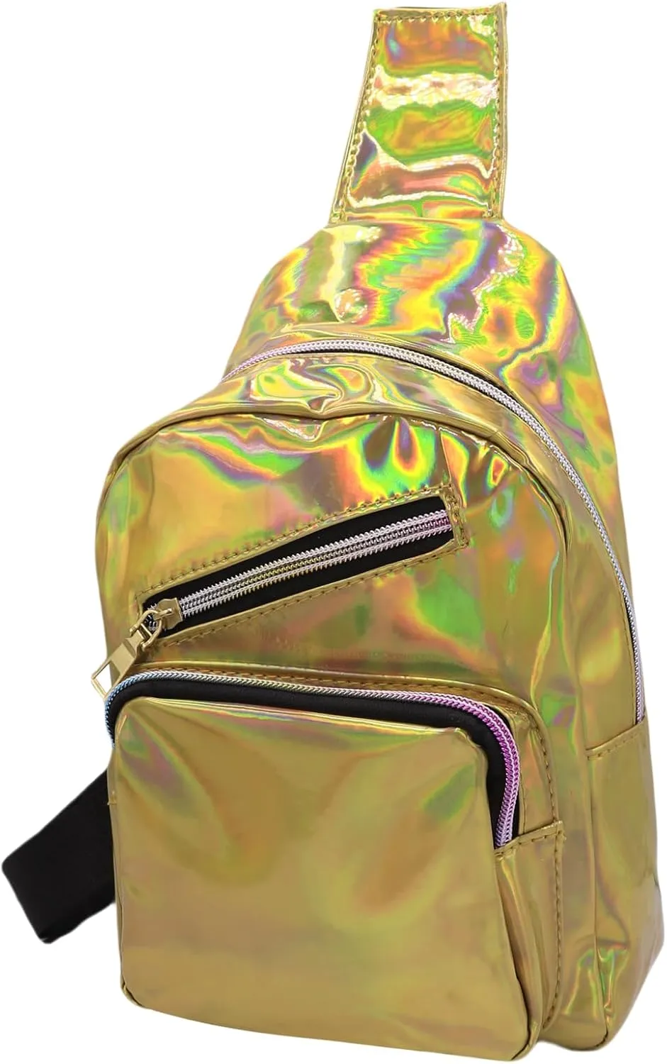 Laser Chest Bag for Women Men Holographic Sling Bag Unisex Colorful Sport Daypack Leather Shiny Crossbody Bag Shoulder Bag