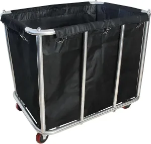 Laundry Cart Commercial,11.35 Bushel (105 Gal) Large Industrial Rolling Laundry Hamper with 4 Inch Wheels,Home Heavy Duty Laundry Baskets with Stainless Steel Frame, 260 LBS Weight Capacity (Black)