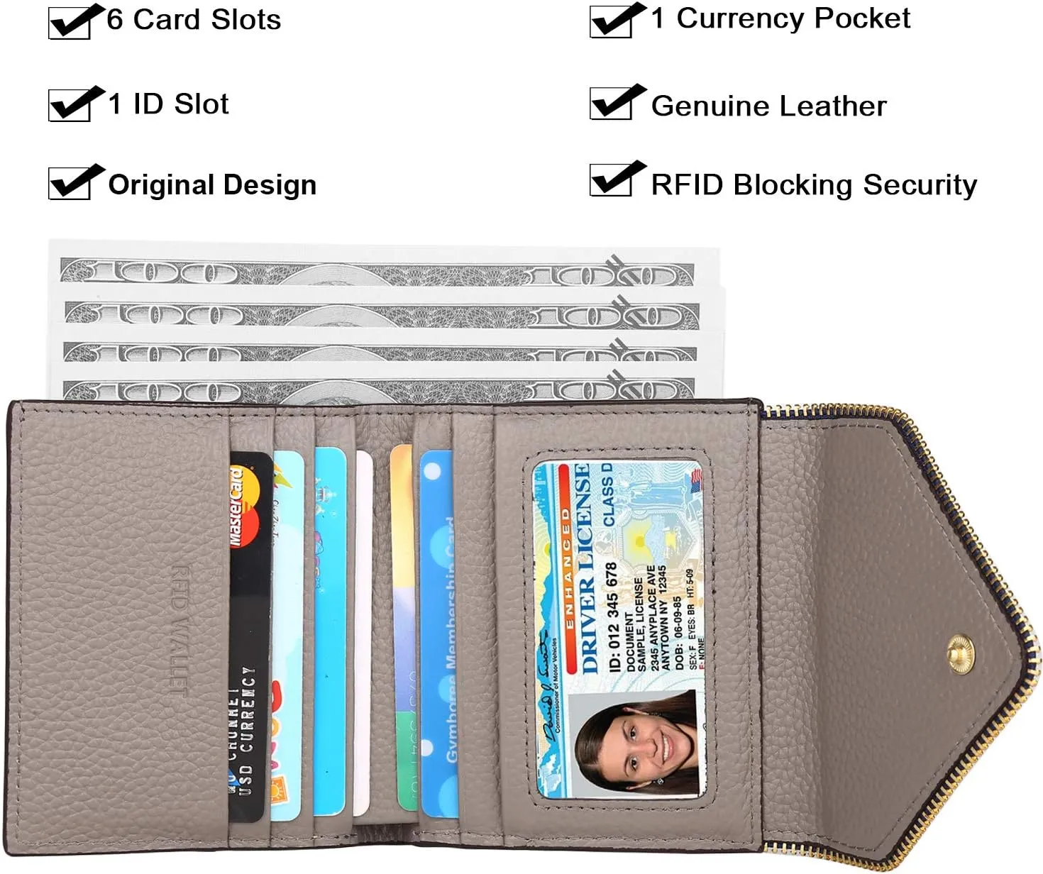 Lavemi Ultra Thin Small Compact Leather Womens Girls Wallets RFID Blocking Credit Card Holder for Women