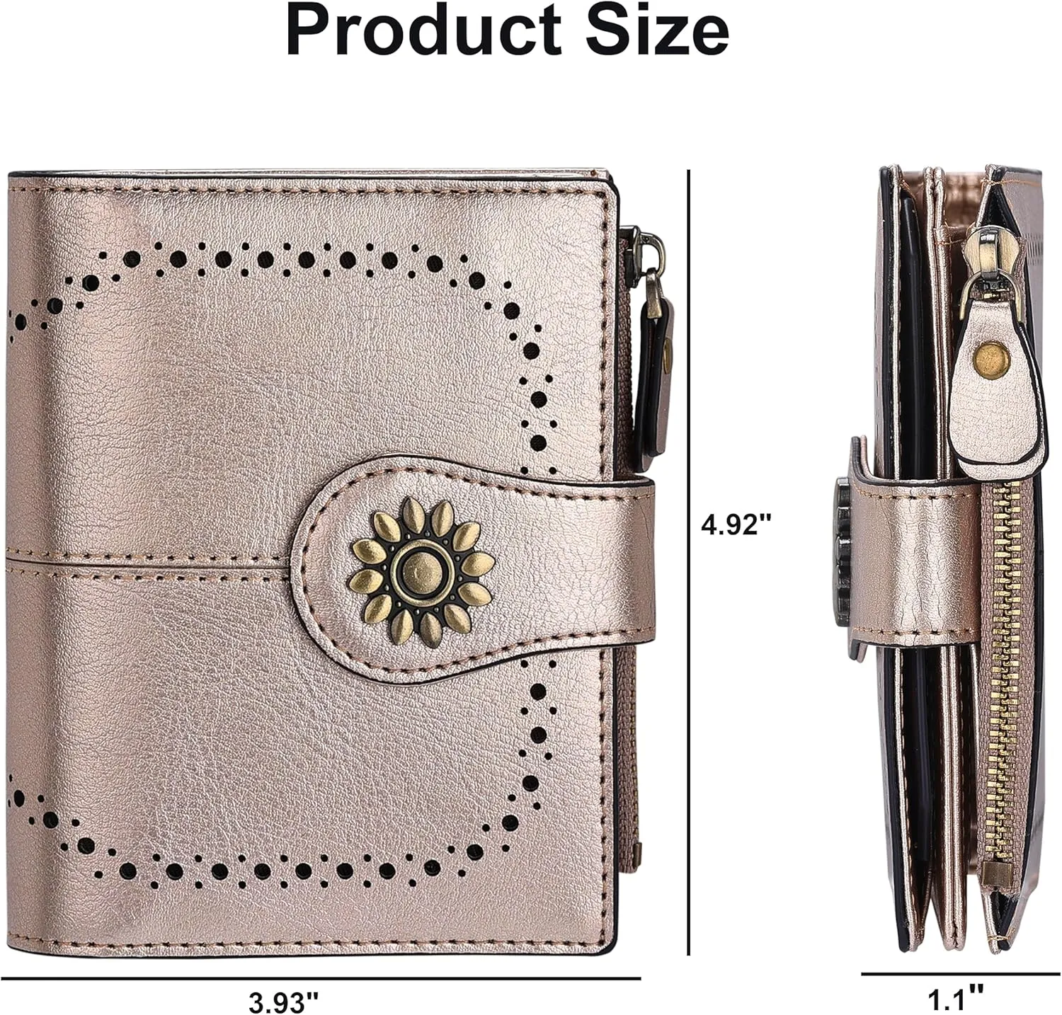 Lavemi Womens Leather Wallet Small Compact RFID Blocking Credit Card Case Purse with Zipper Pocket