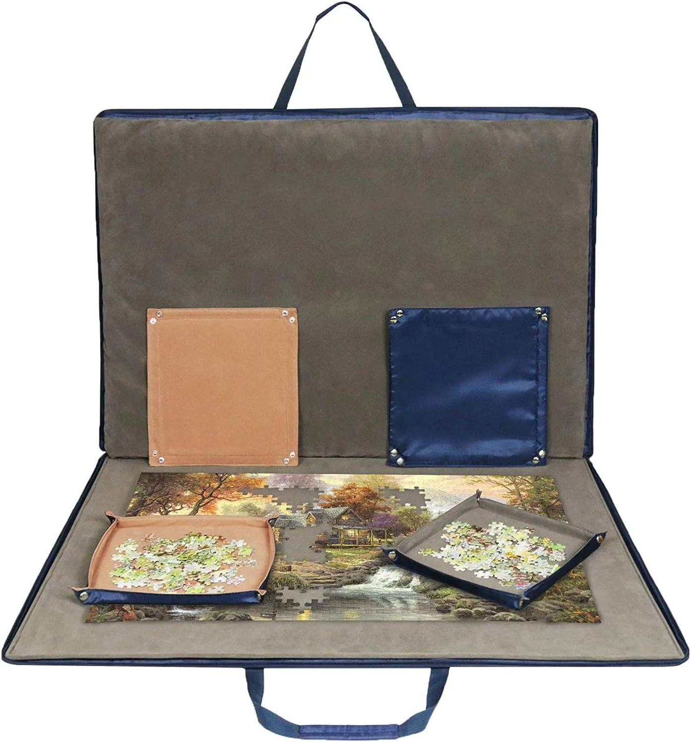 Lavievert 1500 Piece Jigsaw Puzzle Board with Padded Cover, Portable Case with 6 Sorting Trays & Detachable Board, Puzzle Caddy Storage Saver with Non-Slip Surface for Adults and Kids