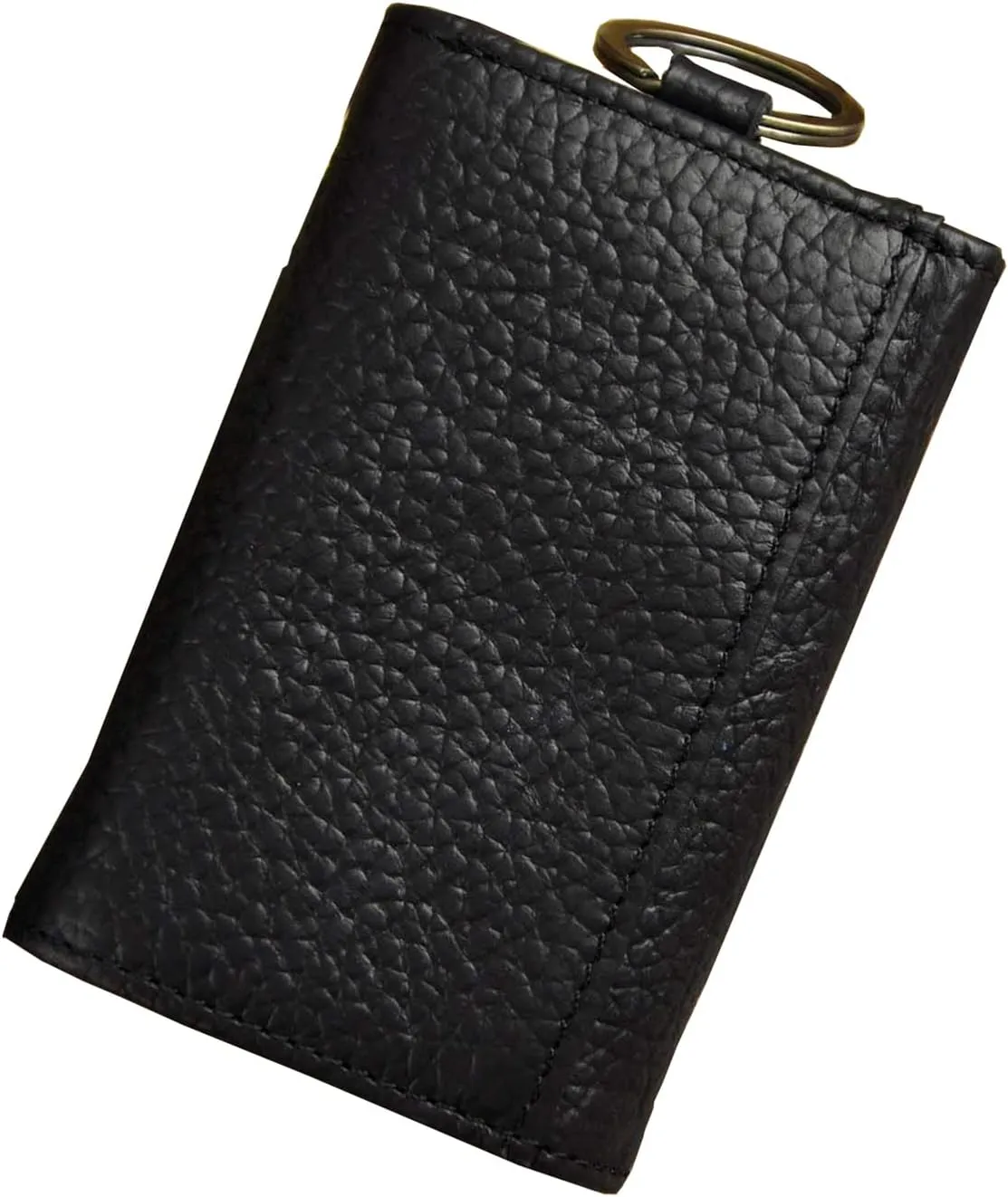 Le'aokuu Mens Genuine Leather Car Key Case Loop Hook Coin Case Cover Wallet Snap