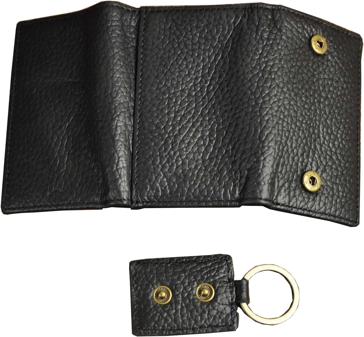 Le'aokuu Mens Genuine Leather Car Key Case Loop Hook Coin Case Cover Wallet Snap