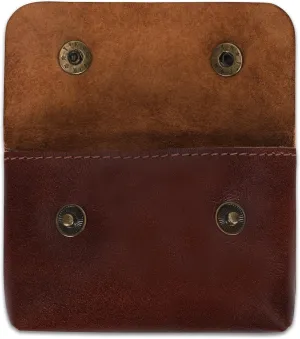 Leather Double Coin Pouch Premium Cash & Card Holder Compact Cable Organizer Travel Makeup Bag, Handmade Artisan Craft Vintage Leather Accessories Multipurpose Wallet & Organizer (Wine)