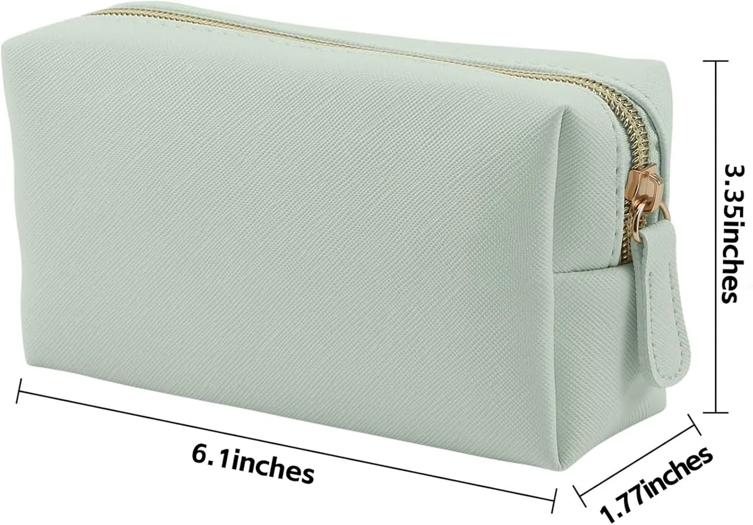Leather Makeup Bag for Purse Travel, Portable Small Cosmetic Organizer for Women and Girls, Make up Bag with Zipper