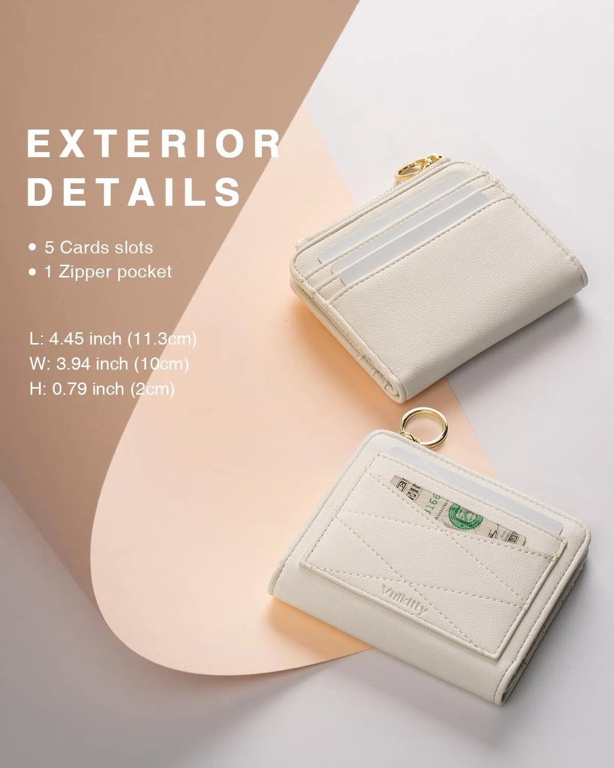 Leather Wallet for Woman RFID Blocking Bifold Small Compact Wallets Zipper Pocket Purse Large Capacity Card Hold Case with ID Window Beige