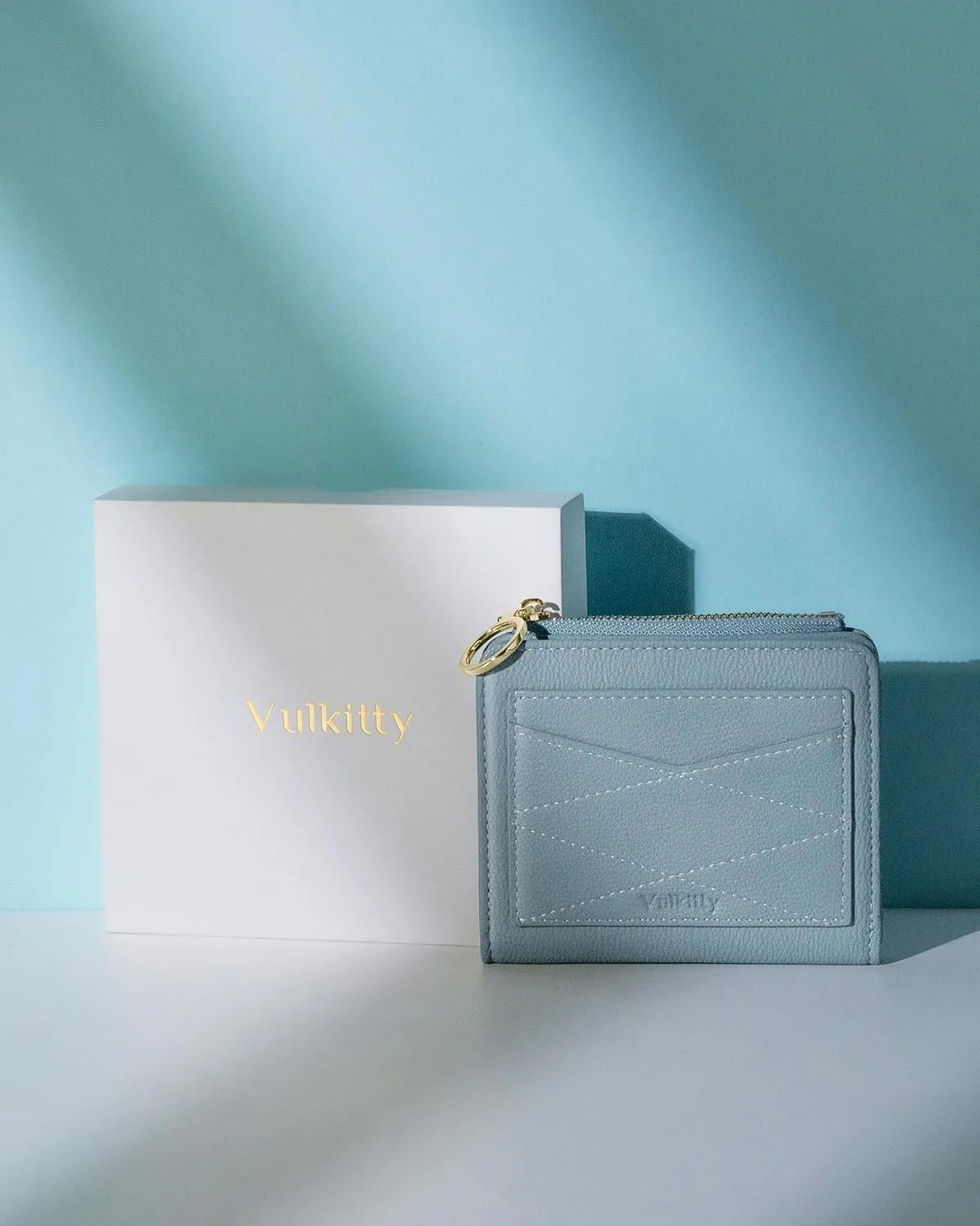 Leather Wallet for Woman RFID Blocking Bifold Small Compact Wallets Zipper Pocket Purse Large Capacity Card Hold Case with ID Window Blue