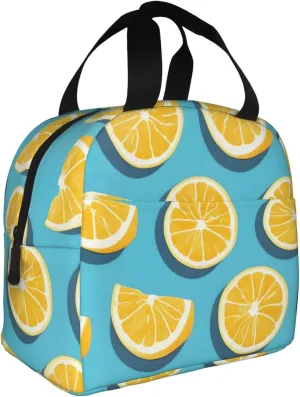Lemon Wedges Reusable Large Capacity Handheld Insulated Lunch Bag Lunch Bag For Work Office Camping Picnic