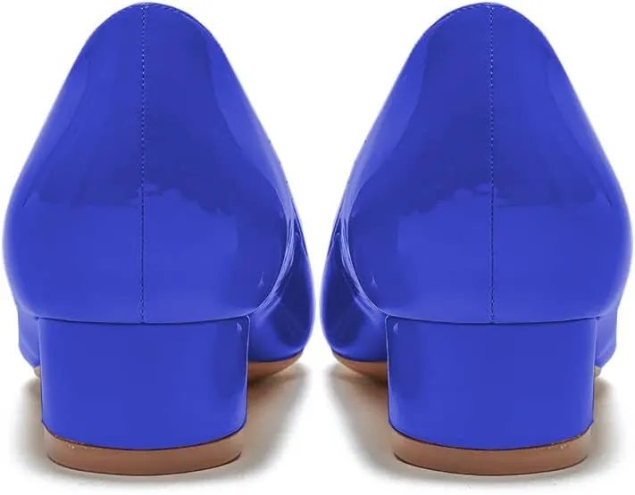 LEMUTISME Women's Classic Pointed Toe 1 Inches Comfort Slip On Low Chunky Heel Dress Pumps Shoes for Office