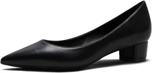 LEMUTISME Women's Classic Pointed Toe 1 Inches Comfort Slip On Low Chunky Heel Dress Pumps Shoes for Office