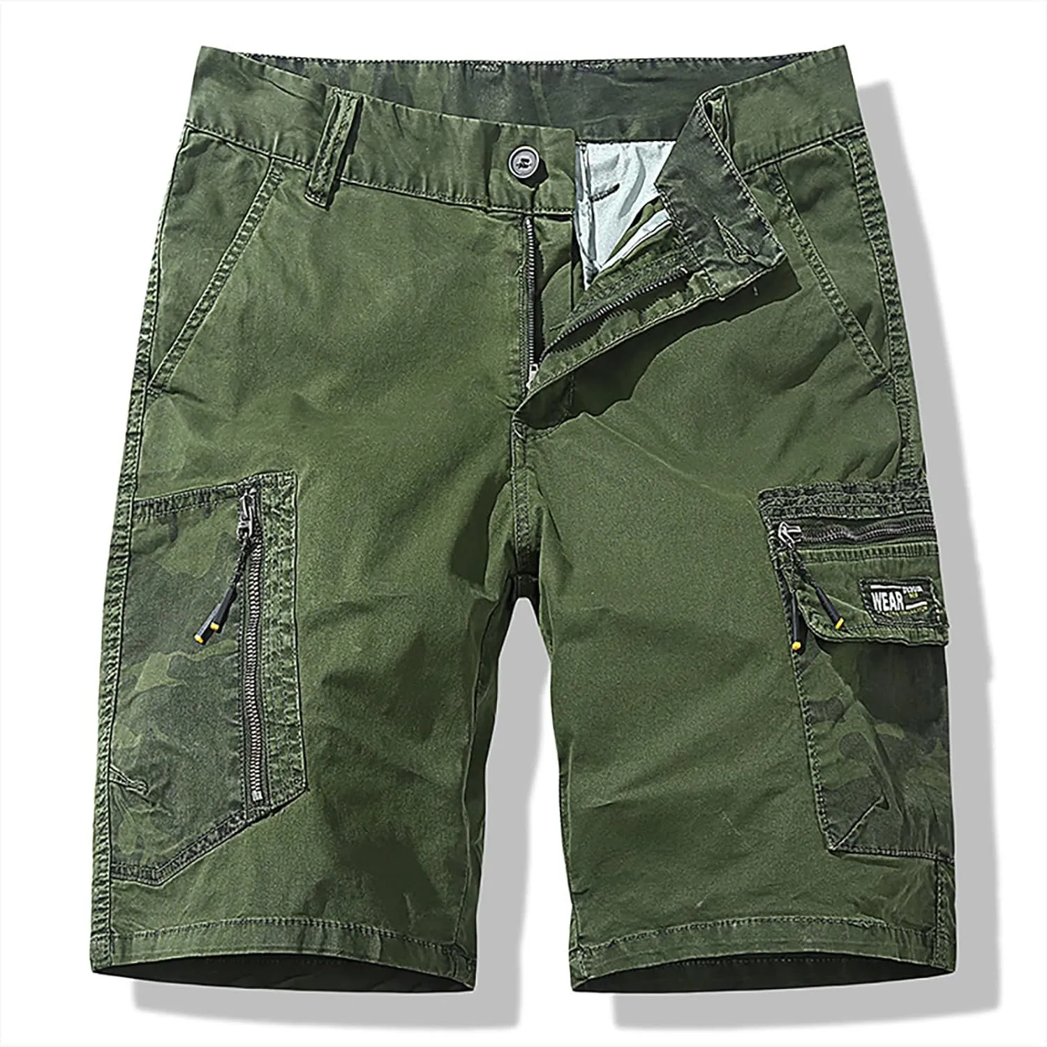 Light Weight Big & Tall Cargo Relaxed Fit Shorts for Men 2023 Buckle Zipper Multi Pockets Linen Shorts Outdoor