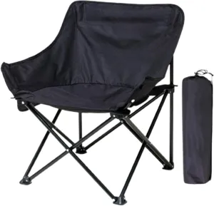 Lightweight Folding Camping Stool Chair Collapsible Beach Chair Folding Camping Chair for Backpacking Fishing Beach (Black)
